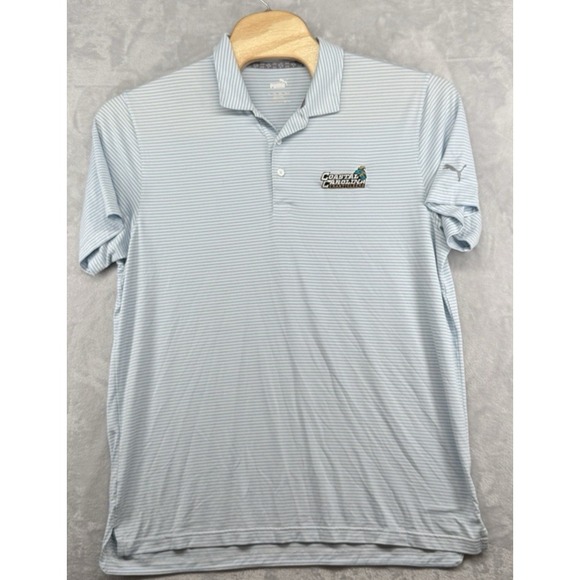 Puma Coastal Carolina Chants Blue White Striped Golf Polo Shirt Men's XL - Picture 1 of 5